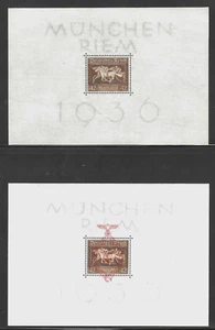 GERMANY 1936-37 #B90 & #B105  Souvenir Sheets,  Both: Mint N/H, "Horse Race" Gem - Picture 1 of 2