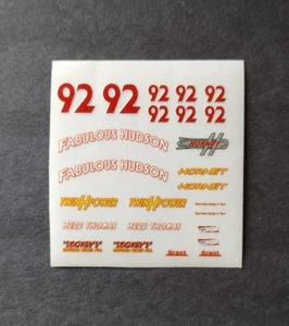 1953 Herb Thomas #92 Fabulous Hudson Hornet 1/64 Peel & Stick Decals  - Picture 1 of 1