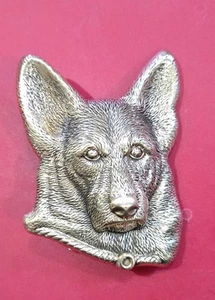 Vintage German Shepherd Dog Face 1979 Baron Solid Brass Belt Buckle - Picture 1 of 5