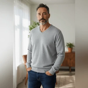 Neu mit Etikett Johnny Big hellblauer langärmliger Herrenpullover mit V-Ausschnitt – Größe 1XL - Bild 1 von 7