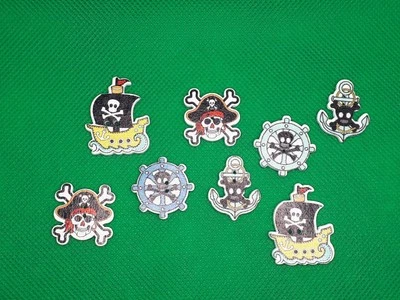 Holzknöpfe Piraten Knöpfe basteln Schiff Anker Steuerrad nähen Holz Knopf - Bild 1 von 4