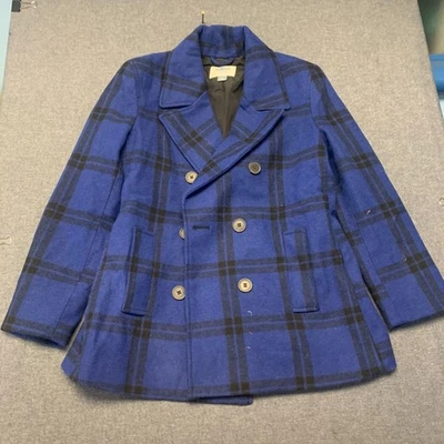 Chaqueta chaquetón Old Navy para mujer talla SP azul negro a cuadros doble pecho invierno Foto 1 de 4