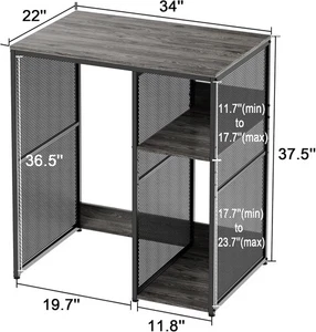 3-stufiger Kaffeebarschrank mit Minikühlschrank Platz, Schwerlast rustikal grau Mikr... - Bild 1 von 7