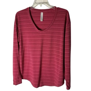 Top Athleta Mujer Manga Larga Cloudlight Stratus Rayas 657835 Rosa Mediano - Imagen 1 de 6
