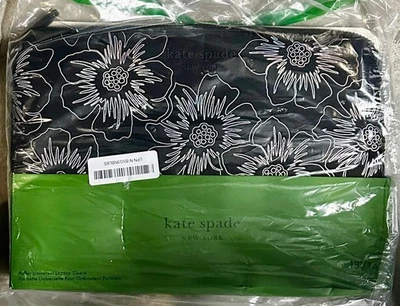 Kate Spade New York Puffer Laptop Sleeve Hollyhock Iridescent Black, Fits 13-14" - Image 1 of 4