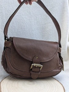Y2k Mango MNG brown leather flap shoulder bag - Picture 1 of 17