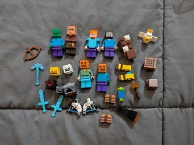 Lego Minecraft Minifigura y Lote de Piezas con Alex Steve Piezas Animales y Armas Foto 1 de 4