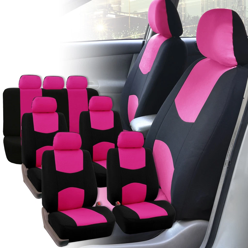 Fundas de asiento de coche FH Group para furgoneta SUV de 3 filas de 7 plazas ajuste universal rosa negro Foto 1 de 4