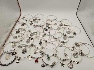 Alex  Ani Mixed Charm Beaded Silver Lot  Project Bracelets 33  Pieces ⭐️ As Is  - Image 1 of 4