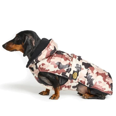 Fashion Dog Steppmantel für Dackel mit Kapuze - Camouflage - 43 cm Dachshund