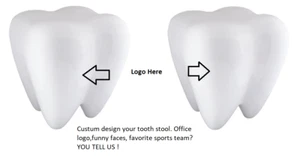 2 x NEW White Kids Dental Tooth Molar Stool Chair 18" H 16" w Fiberglass w  Logo - Picture 1 of 1