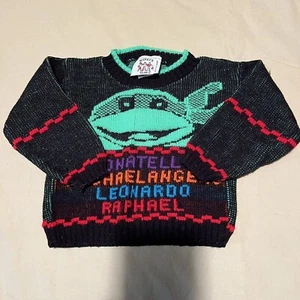 90s Vintage Teenage Mutant Ninja Turtles Knitted Sweater KIDs 3/4t - Picture 1 of 5