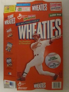 Empty WHEATIES Cereal Box 1998 MARK MCGWIRE 70 Home Runs 18 oz - Picture 1 of 2