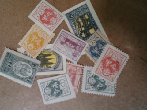 Collection lot 10 different stamps of old Central Lithuania Cover