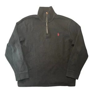 Polo Ralph Lauren Pima Cotone Quarto Zip Maglione Uomo Taglia XL Nero Preppy - Foto 1 di 3
