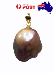 Unique Pink Baroque Pearl S925 Gold Pendant L16mm x H19.6mm x W13mm #P0110 - Picture 1 of 10