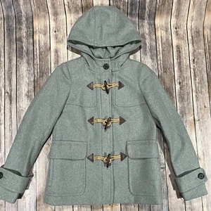 Chaqueta de chaquetón J Crew Melton de lana con cuerda de palanca para mujer 0 gris capucha parka - Imagen 1 de 7