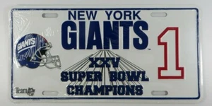 Vintage NEW YORK GIANTS Super Bowl XXV Champs Metal License Plate NEW SEALED NOS - Picture 1 of 11
