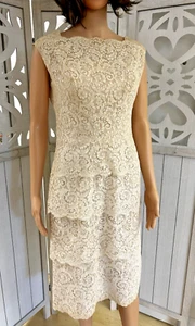 Vintage Helena Barbieri Original French Ivory Lace Dress 40er Jahre - Bild 1 von 12
