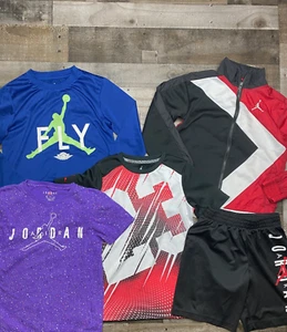 Nike Air Jordan Lot of 5 Boys M 10/12 Athletic Basketball Shorts Shirts Jacket - Picture 1 of 17