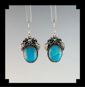 Sterling and Turquoise Earrings - Picture 1 of 5
