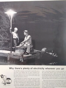 Electric Company Print Ad Original Rare Vintage 1960s Granddad Fishing Enkel Boat - Bild 1 von 10