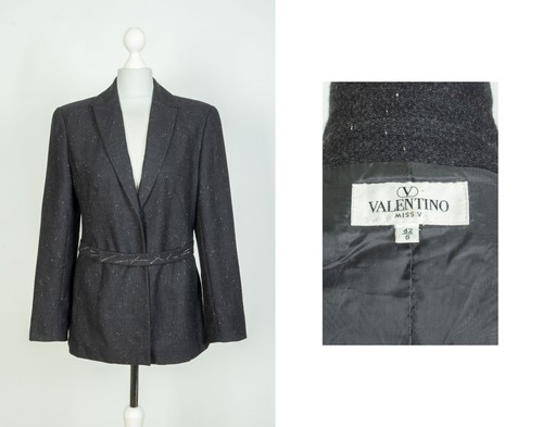  Blazer giacca lana lana lana nero con cintura Valentino Miss V taglia 42 8