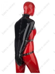 576b Latex Gummi Rubber Arm Binder belts rivets lockable zipper customized 1.0mm - Afbeelding 1 van 6