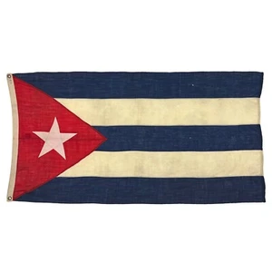 Vintage Wool Cuba Sewn Flag Old Cloth Nautical Textile Art Cuban Distressed - Picture 1 of 7