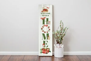 24 Inch (2 Foot Tall) Strawberry Welcome to Our Home Vertical Wood Print Sign - Picture 1 of 2