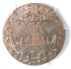 PCGS MS63BN 1794 Great Britain Kent Faversham Conder Token 1/2P D&H-20 - Picture 1 of 3