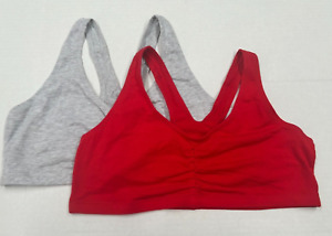 24A21 Barely There X570 2-Pack Cotton Active Racerback Bra 2XL Red and Gray