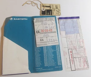 Vtg 1969 Eastern Airlines Ticket,  Boarding Pass & Baggage Tags 1960 Carryon Tag - Picture 1 of 11