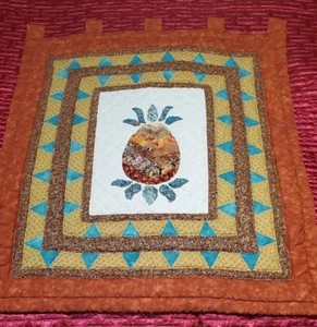 Hawaiian Puffy Pineapple Fall/Autumn Quilt, Wallhanging w/Loops; BEAUTIFUL! - Picture 1 of 6