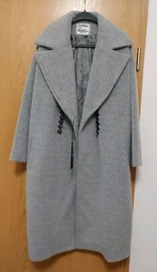 Wolle Mantel lang Wintermantel Damen M grau mit Taschen hochwertige Bearbeitung - Bild 1 von 14
