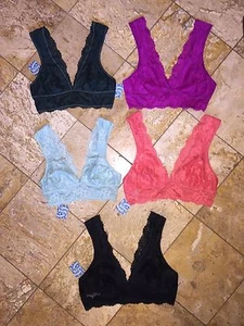 Intimately Free People Floral Lace Galloon Deep V Plunge Crop Top Bralette NWT - Picture 1 of 12