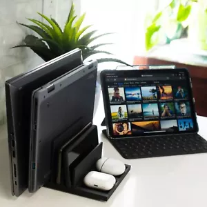 Vertical Laptop Holder and Dock - Space Saving Desk Organizer - Picture 1 of 10