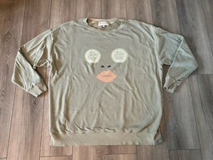 Damen Wildfox Cucumber & Lips Spa leichtes Oversized Sweatshirt Gr. S - Bild 1 von 7