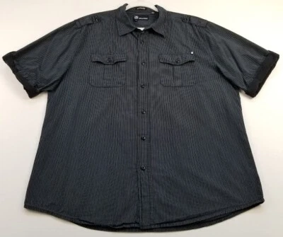 Ocean Current Button Up Shirt Men’s XL Black White Striped Pockets Short Sleeves - Image 1 of 4