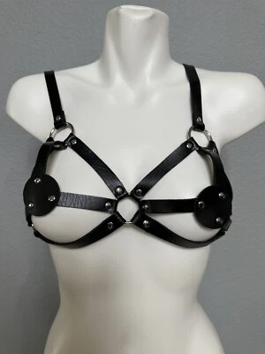 Faux Leather Bra, Fits Up Bra Size 34D. - Image 1 of 4