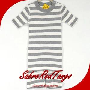 NWT HANNA ANDERSSON ORGANIC SHORT JOHNS PAJAMAS HEATHER GREY WHITE 110 5 - Picture 1 of 4