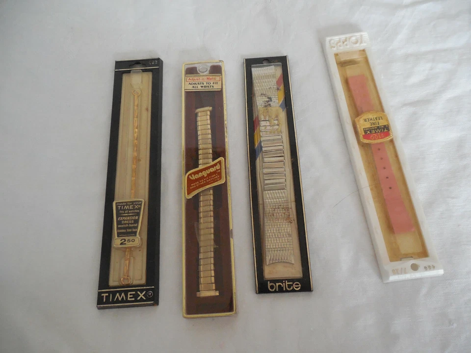 (4) NOS correas de reloj Timex, Topps, Brite y Vanguard Foto 1 de 3