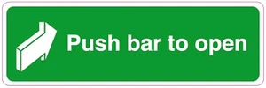 PUSH BAR TO OPEN Sign Sticker Vinyl Health and safety 300mm x 100mm - Picture 1 of 1