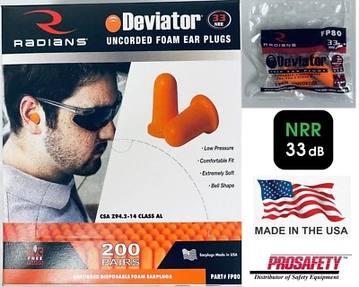 200 PR HiVis Orange Uncorded Foam Shooting Ear Plugs NRR 33db Sleep Aid Earplugs — 第 1/3 张图片