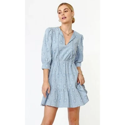 Vestido Greylin Ojales Mujer XL Azul Boho Cottagecore Femenino Costero Retro Foto 1 de 4