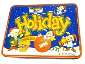 Keebler 1998 Holiday Cookie Estaño Elfos Contenedor de almacenamiento de Navidad coleccionable - Imagen 1 de 9