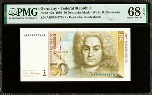 Germany Federal Republic 50 Mark 1989 Pick-40a SUPERB GEM UNC PMG 68 EPQ - Picture 1 of 2