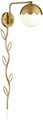 Kelowna Moderno Brazo Oscilante Lámpara de Pared Cubierta de Cable Latón Enchufable Accesorio Ajustable Foto 1 de 4