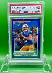 2020 Donruss Optic Rated Rookie Blue Scope Prizm Justin Herbert PSA 10 Rookie RC - Picture 1 of 2