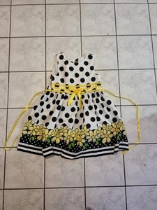 Rare Too 4t Little Girls White, Black, And Yellow Summer Dress - Picture 1 of 3